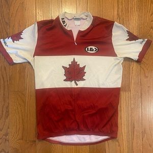 Mens Louis Garneau Small Cycling Jersey Three Pocket Maple Leaf